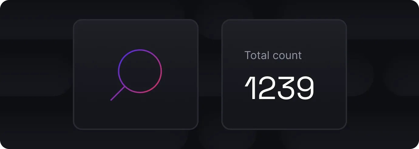 Magnifying glass icon and total count: 1239.