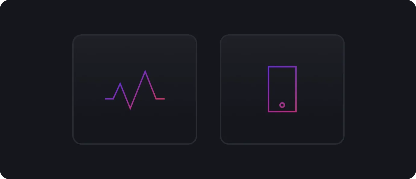 Icons representing social media monitoring: activity and a mobile device.
