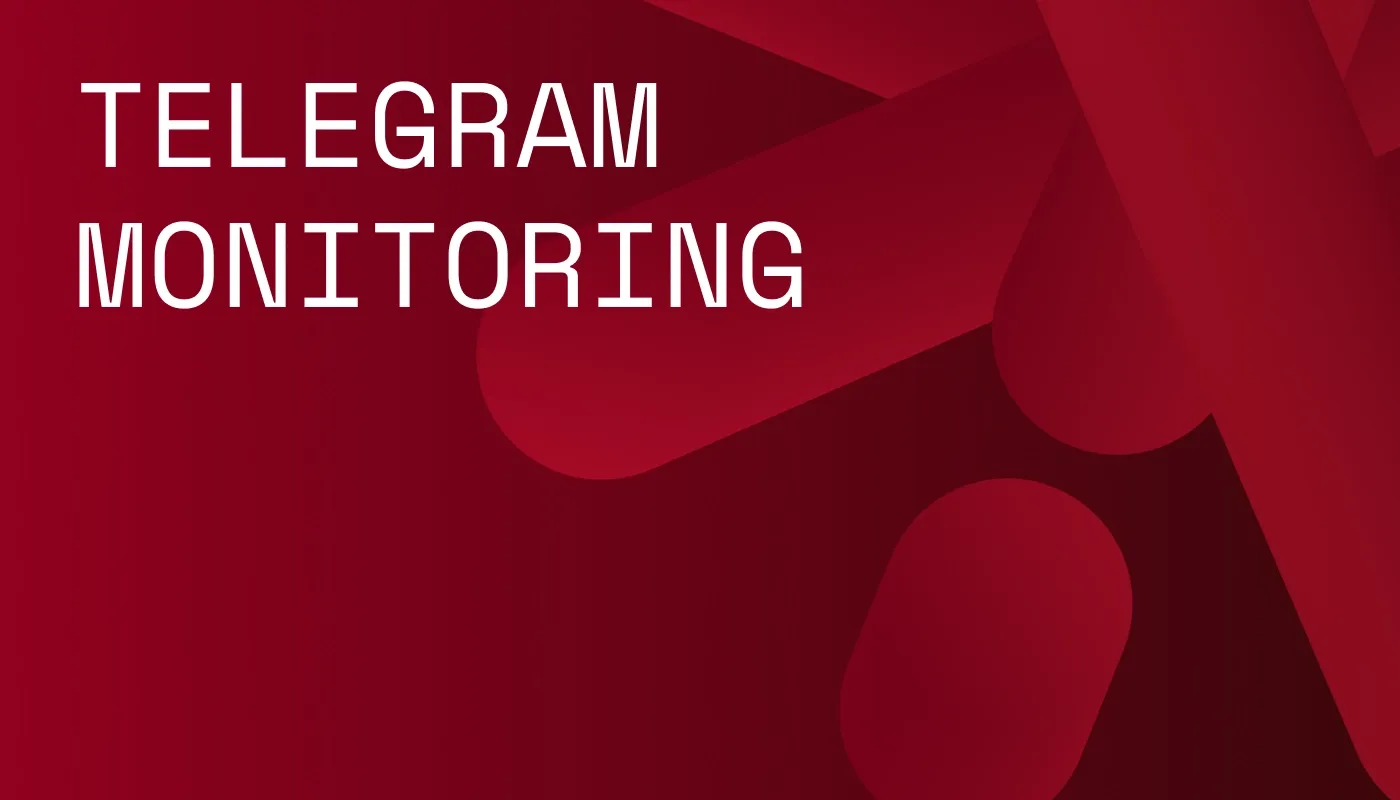 Red graphic with the words "TELEGRAM MONITORING" in white capital letters.